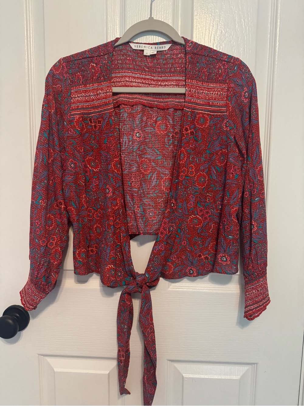 Veronica Beard Floral Tie-Front Blouse Size S